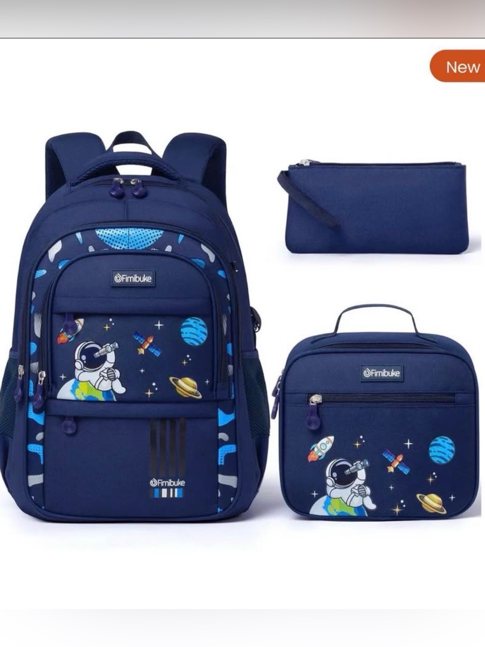 Fimibuke Boys 3-Piece Water-Resistant Backpack Set *NEW* Space themed